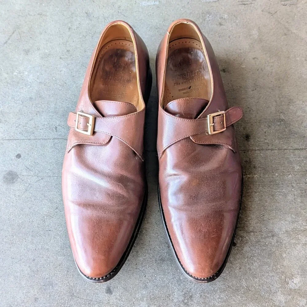 Finsbury Beckett Brown Leather Single Monk Strap Dress Shoes size 10